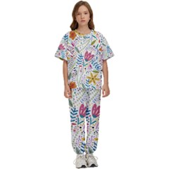 Flowers-484 Kids  Tee And Pants Sports Set by nateshop