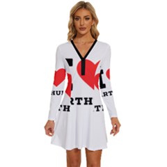 I Love Arthur Long Sleeve Deep V Mini Dress  by ilovewhateva