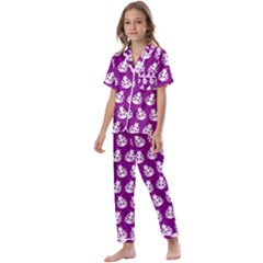 Ladybug Vector Geometric Tile Pattern Kids  Satin Short Sleeve Pajamas Set by GardenOfOphir