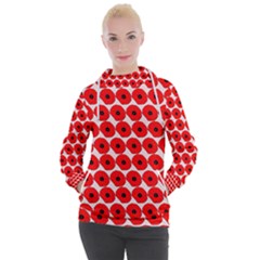 Red Peony Flower Pattern Women s Hooded Pullover by GardenOfOphir