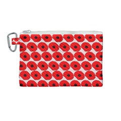 Red Peony Flower Pattern Canvas Cosmetic Bag (medium) by GardenOfOphir