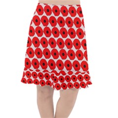 Red Peony Flower Pattern Fishtail Chiffon Skirt by GardenOfOphir