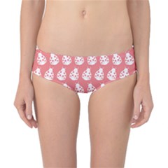 Coral And White Lady Bug Pattern Classic Bikini Bottoms by GardenOfOphir