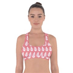 Coral And White Lady Bug Pattern Cross Back Sports Bra by GardenOfOphir