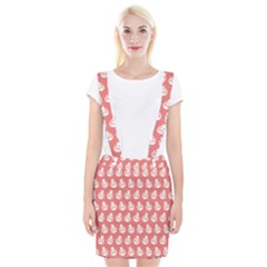 Coral And White Lady Bug Pattern Braces Suspender Skirt