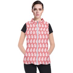 Coral And White Lady Bug Pattern Women s Puffer Vest