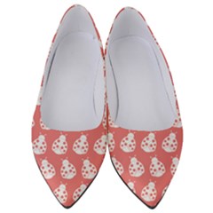 Coral And White Lady Bug Pattern Women s Low Heels