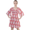 Coral And White Lady Bug Pattern Boho Button Up Dress View1