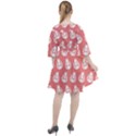 Coral And White Lady Bug Pattern Boho Button Up Dress View2
