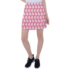 Coral And White Lady Bug Pattern Tennis Skirt