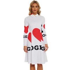 I Love Roger Long Sleeve Shirt Collar A-line Dress by ilovewhateva
