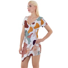 Shapes Pattern Short Sleeve Asymmetric Mini Dress by BlackRoseStore