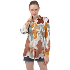 Shapes Pattern Long Sleeve Satin Shirt