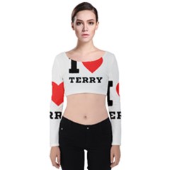 I Love Terry  Velvet Long Sleeve Crop Top by ilovewhateva