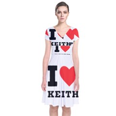 I Love Keith Short Sleeve Front Wrap Dress