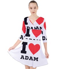 I Love Adam  Quarter Sleeve Front Wrap Dress by ilovewhateva