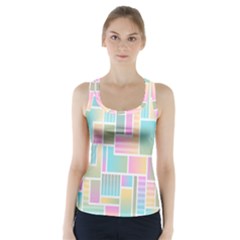 Color-blocks Racer Back Sports Top by nateshop