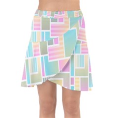 Color-blocks Wrap Front Skirt by nateshop