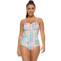 Color-blocks Retro Full Coverage Swimsuit