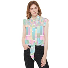 Color-blocks Frill Detail Shirt by nateshop