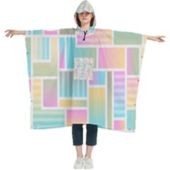 Color-blocks Women s Hooded Rain Ponchos by nateshop