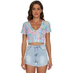 Color-blocks V-neck Crop Top by nateshop