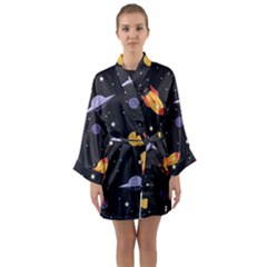 Cosmos Long Sleeve Satin Kimono by nateshop