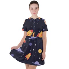 Cosmos Short Sleeve Shoulder Cut Out Dress 