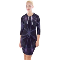 Geometric-art-001 Quarter Sleeve Hood Bodycon Dress by nateshop