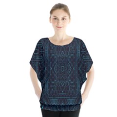 Geometric-art-003 Batwing Chiffon Blouse