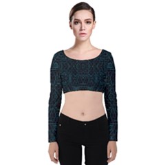 Geometric-art-003 Velvet Long Sleeve Crop Top