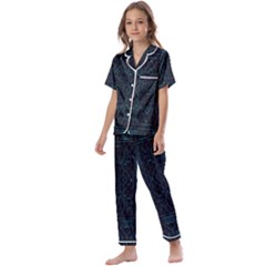 Geometric-art-003 Kids  Satin Short Sleeve Pajamas Set