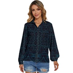 Geometric-art-003 Women s Long Sleeve Button Down Shirt