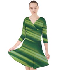 Green-01 Quarter Sleeve Front Wrap Dress