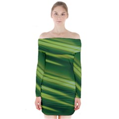 Green-01 Long Sleeve Off Shoulder Dress