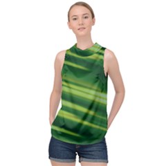 Green-01 High Neck Satin Top