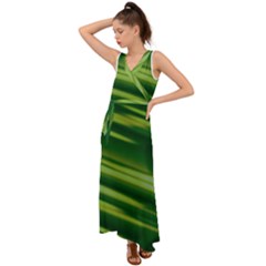 Green-01 V-Neck Chiffon Maxi Dress