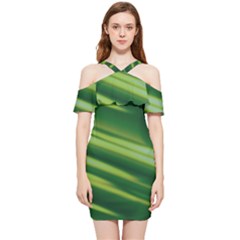 Green-01 Shoulder Frill Bodycon Summer Dress