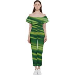 Green-01 Off Shoulder Ruffle Top Jumpsuit