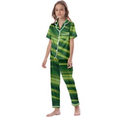 Green-01 Kids  Satin Short Sleeve Pajamas Set