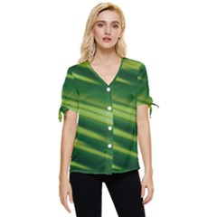 Green-01 Bow Sleeve Button Up Top