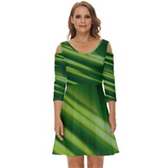 Green-01 Shoulder Cut Out Zip Up Dress