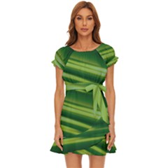 Green-01 Puff Sleeve Frill Dress by nateshop