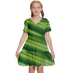 Green-01 Kids  Short Sleeve Tiered Mini Dress