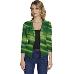 Green-01 Women s Casual 3/4 Sleeve Spring Jacket