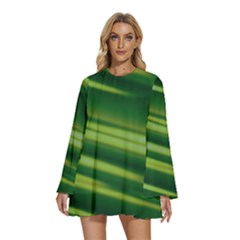 Green-01 Round Neck Long Sleeve Bohemian Style Chiffon Mini Dress by nateshop