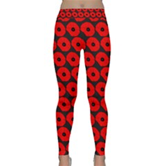 Charcoal And Red Peony Flower Pattern Classic Yoga Leggings