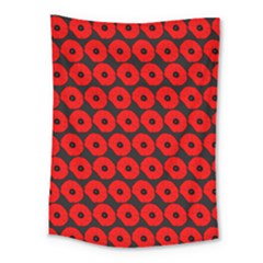 Charcoal And Red Peony Flower Pattern Medium Tapestry