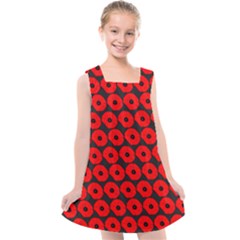 Charcoal And Red Peony Flower Pattern Kids  Cross Back Dress