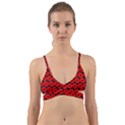 Charcoal And Red Peony Flower Pattern Wrap Around Bikini Top View1